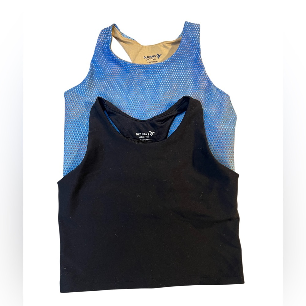 Old Navy Active Blue and Black Tank Tops Racerback- Athletic